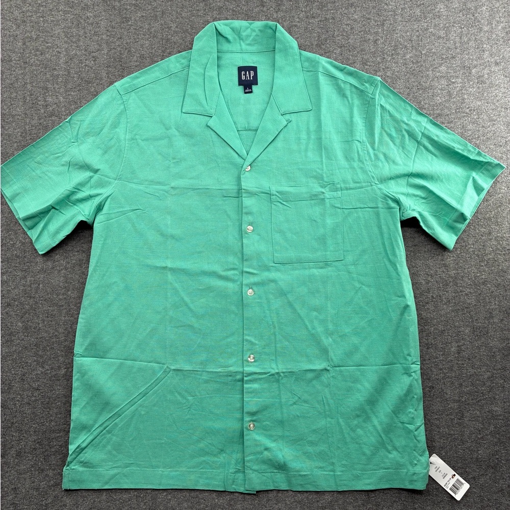 GAP Men’s Mint Green Camp Collar Shirt Linen blend